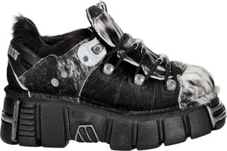 New Rock M-120N-C113 Platform Enkellaarsjes - Dames - Sneakers - Zwart - 38 EU - Leer - Schoenen