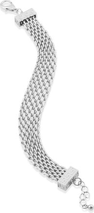Savvy Cie Jewels RHODIUM PLATED MESH GREEK KEY STATEMENT BRACELET