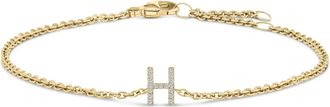 House of Brilliance 10K Gold Diamond Accent A-Z Initial Charm and Link Bracelet