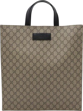 Gucci Beige Gg Supreme Canvas & Leather Soft Tote (Authentic Pre-Loved)