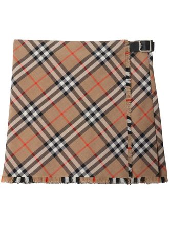 Burberry Check Wool Blend Mini Skirt