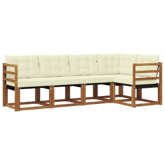 vidaXL Conjunto De Sof&aacute;s De Exterior Con Coj&iacute;n 5 Pcs Natural Y Crema Vidaxl