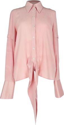 Victoria Beckham Victoria Victoria Beckham Button-Down Tie-Front Blouse in Pink Silk