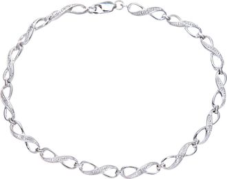 Diamant L'&eacute;ternel Womens 9ct White Gold Diamond Set Fig 8 Link Bracelet - One Size