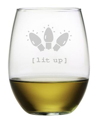 SUSQUEHANNA GLASS Lit Up Set of 4 Stemless Glass