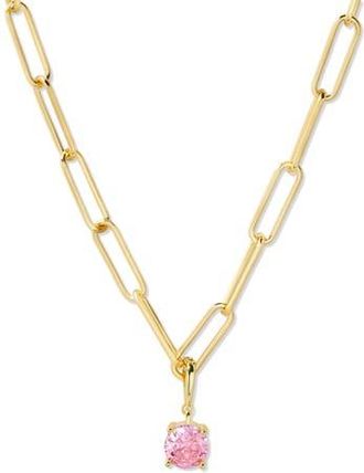 Brook & York Melrose Birthstone Pendant Paper Clip Chain Necklace in Gold at Nordstrom Rack