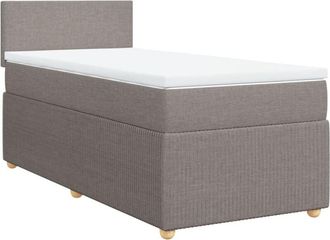 vidaXL Cama Box Spring Con Colch&oacute;n Tela Gris Taupe 90x200 Cm Vidaxl