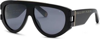 Philipp Plein Authentieke Spp 127M Bril- Premium Kwaliteit - Heren - Zonnebrillen - Zwart - 60 MM - Accessoires