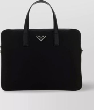 Prada nylon briefcase leather trim