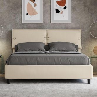ITYhome Letto matrimoniale contenitore imbottito 160x200 similpelle tortora Sleeper