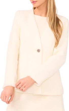 Ted Baker Tweed V-Neck Blazer in Vanilla Ice at Nordstrom Rack, Size 12