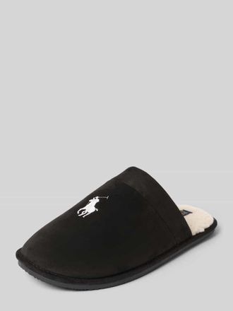 Polo Ralph Lauren Hausschuhe mit Label-Stitching in Black, Gr&ouml;&szlig;e 44