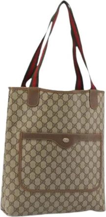Gucci Pre-owned Vintage GG Canvas Tote - Dames - Vintage Shopper - Beige - ONE Size - Leer - Vintage