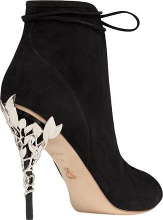 RALPH & RUSSO Black Suede Lace-Up Eden Heel Booties Size 37