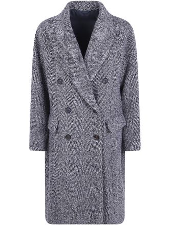 Brunello Cucinelli Coat Double Breasted Panama Black
