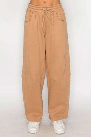 Knit Riot Harbor Barrel-Leg Sweatpants In Mocha