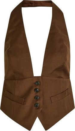 Ronny Kobo Alesis button halter-neck vest - Brown