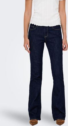 Only Bootcut-Jeans ONLY ONLANNIE MID FLARED BOX DNM, Damen, Gr. XL, L&auml;nge 32, dunkelblau denim, Denim/Jeans, Obermaterial: 86% Baumwolle, 13% Polyester, 1%
