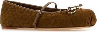 Gucci Womens Biscuit Suede Ballerinas Cuoiodafnecuodafn Domestic Goat Ballerine Flat Shoes