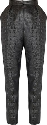 Balmain High-waist broek met krokodillen-reliëf - Zwart