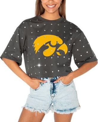 Gameday Couture Womens Gameday Couture Gray Iowa Hawkeyes Go Time Rhinestone Crop T-Shirt at Nordstrom, Size Xx-Large