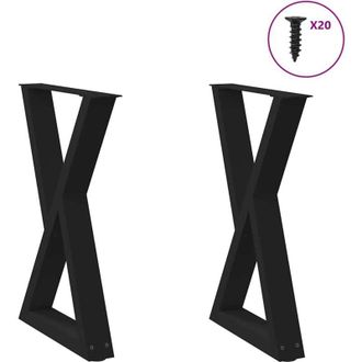 vidaXL Patas Para Mesa De Comedor (2 Unidades), Color Negro, 50 X 72-73,3 Cm, Acero Vidaxl