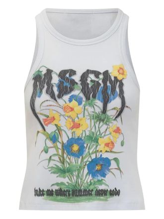 Msgm Top con stampa grafica - Bianco