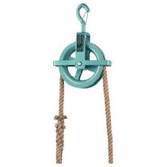 Braun Rullo da cantiere ruota fune diametro 190mm con gancio di sicurezza e staffa a croce marrone