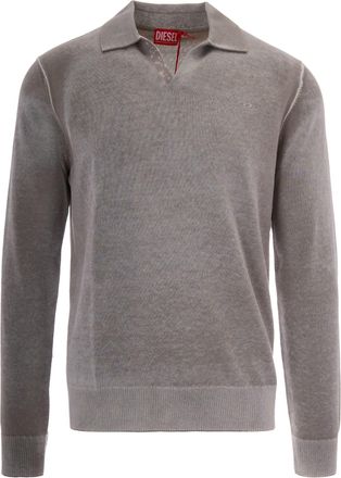 Diesel Sandy Beige Lawrence Ribbed Cotton Polo Shirt
