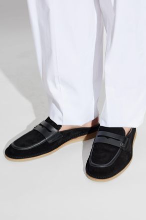 Dolce & Gabbana Suede Slides, Mens, Black