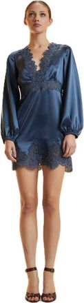 Cynthia Rowley Satin Lace Mini Dress in Denim Blue at Nordstrom, Size 10