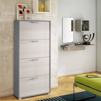 Dmora Zapatero Dmarcat, Mueble De Entrada Polivalente Con 4 Puertas Abatibles, Zapatero De Doble Profundidad, 100% Made In Italy, 67x28h147 Cm, Alerce - Dmo