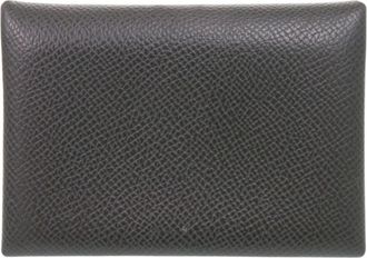 Herm&egrave;s Graphite Epsom Leather Coin Purse/Coin Case (Pre-Owned)