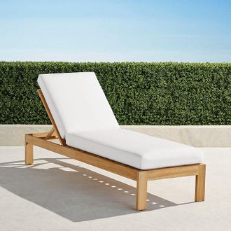 Frontgate Calhoun Chaise with Cushions in Natural Teak - Standard, Rumor Snow - Frontgate