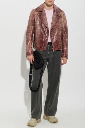 Diesel Leather Jacket L-EON-CJCM, Mens, Burgundy
