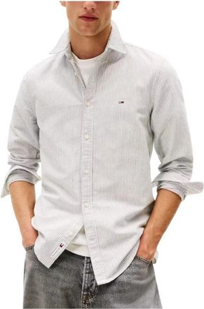 Tommy Hilfiger Slim Streep Overhemd Klassiek Ontwerp - Heren - Casual Overhemden - Blauw - S - Katoen - Overhemden