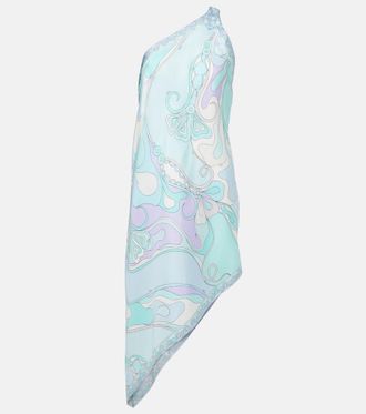 Pucci Orchidee asymmetric silk twill minidress