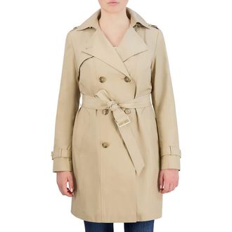 Cole Haan Cole Haan Hooded Double-Breasted Trench Coat in Khaki at Nordstrom Rack, Size X-Large