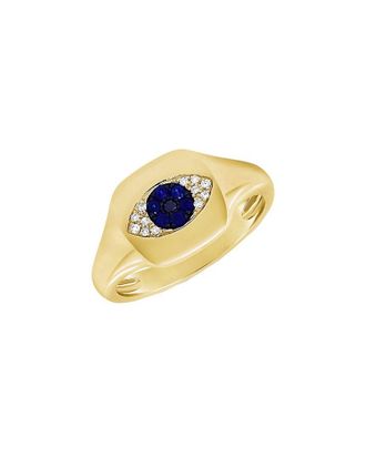 Sabrina Designs 14K 0.03 Ct. Tw. Diamond & Sapphire Signet Ring