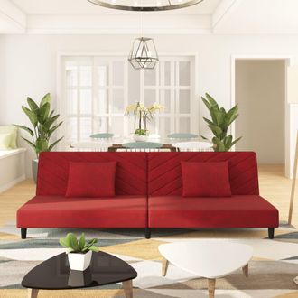 vidaXL Sof&aacute; Cama De 2 Plazas Con Dos Almohadas Terciopelo Rojo Tinto Vidaxl