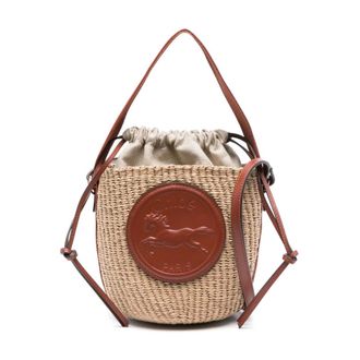 Chlo&eacute; Bucket Bags, female, Beige, Size: ONE SIZE Beige Paper and Calfskin Crossbody Bag