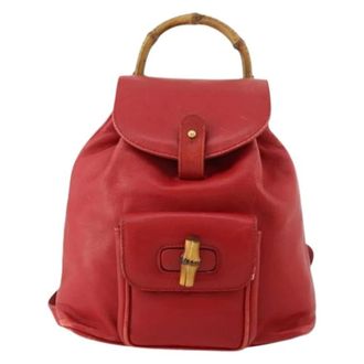 Gucci Pre-owned Backpacks, female, Red, Size: ONE SIZE Pre-owned Vintage Bamboo Backpack