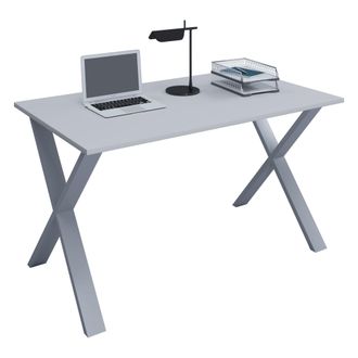 ebuy24 Vcm Wood Desk Al. 76 X An. 110 X P. 50 Cm Mesa De Ordenador Lisa Pies De Metal De Alta Calidad Mesa De Trabajo Muebles De Oficina - Lona U (plata / Bl