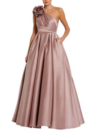 Mac Duggal Pink One Shoulder Satin Ballgown With 3D Flower in Rose at Nordstrom, Size 16