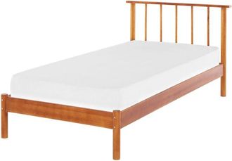 Beliani Cama De Madera Clara De Pino Eu Super King 90 X 200 Cm Con Cabecero Base De Listones Estilo R&uacute;stico Minimalista Barret
