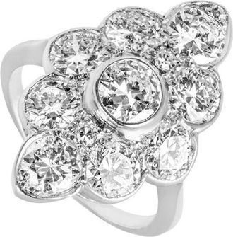 Bespoke 18k White Gold Diamon Navette Ring