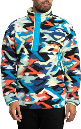Columbia Mens Helvetia Ii Printed Half Snap Fleece Sportswear, Compass Blue Reflections, XXL