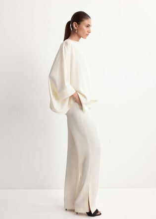 Mango Pantaloni raso bottone gioiello grezzo - Donna - S - MANGO