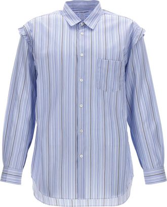 Comme Des Garçons Light Blue Unfinished Striped Shirt