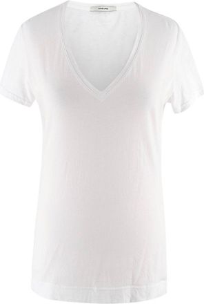 Adam Lippes White Cotton V-neck T-shirt Size S